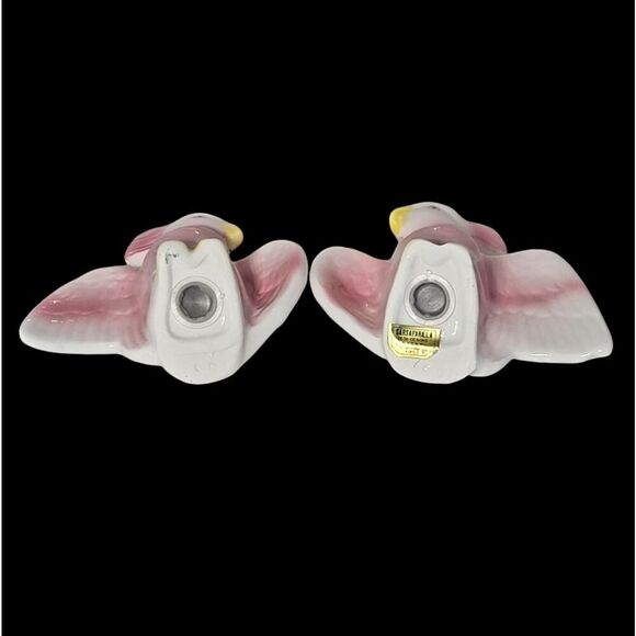 Vintage Cockatoos Parrots Birds Pink White Salt and Pepper 3" SARSAPARILLA 1986 - Picture 6 of 7
